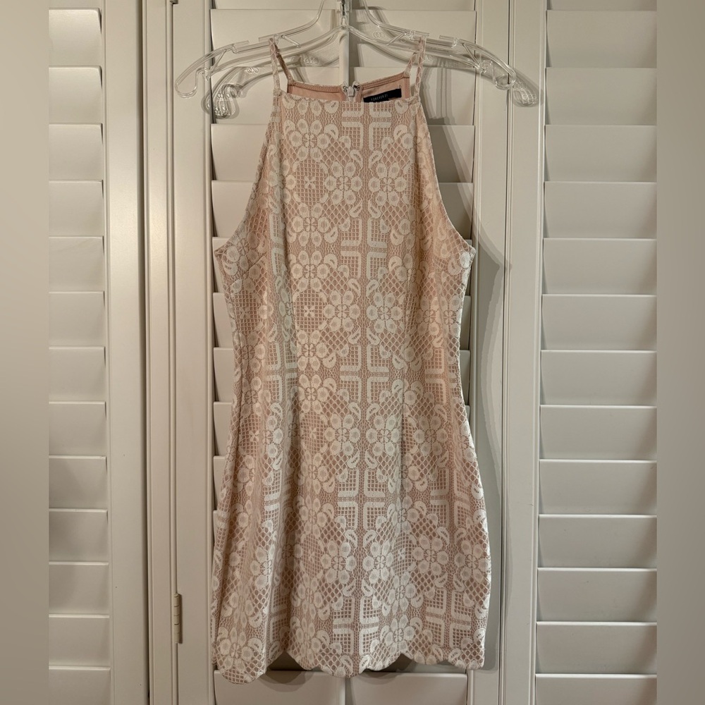 Forever 21 Cream Floral Lace Backless Dress